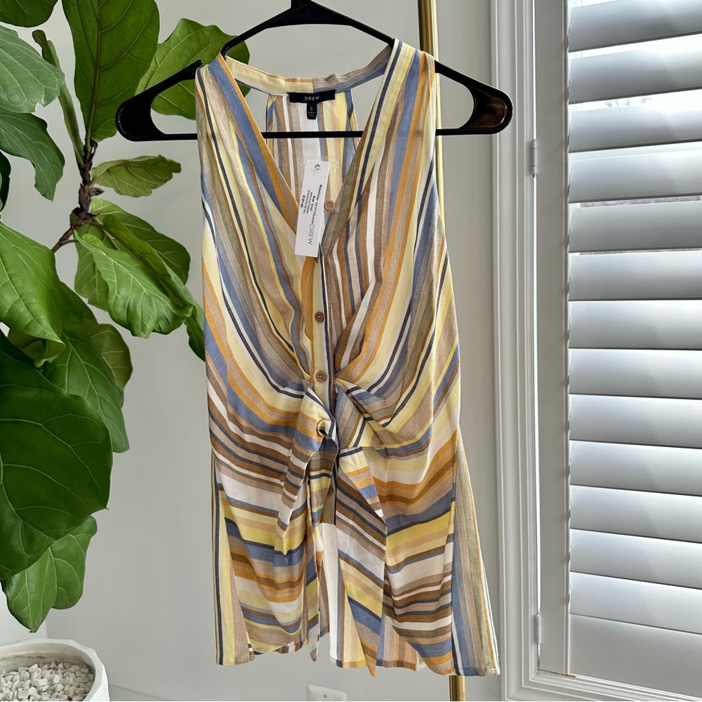 Summer Button Dress Size Small Yellow and Blue